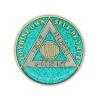 8 Year Sobriety Coin | Glitter Triplate AA Chip Recovery Anniversary Token (Aqua) view 2