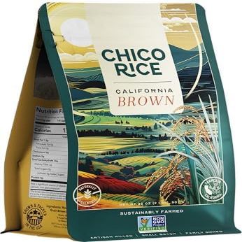 Chico Rice Brown Milled California Japonica Rice | Freshly Milled, Non-GMO, Gluten-Free, Calrose | Bold Flavor, High Fiber, Vegan | Perfect for Risottos, Bibimbap, Stir-Fries, Soups, Grain Bowls - 32 oz. (2 Pack)