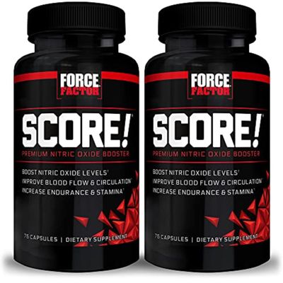 Score!, 2-Pack, Nitric Oxide Supplement for Men, Nitric Oxide Booster with L-Citrulline and Tribulus terrestris to Improve Blood Flow and Enhance Performance, Force Factor, 152 Capsules