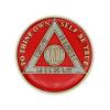 7 Year Sobriety Coin | Triplate AA Chip Recovery Anniversary Token (Red) view 2
