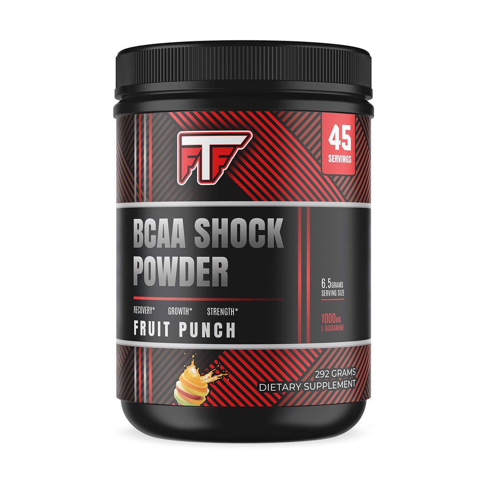 Fortuna Nutrition Branched Chain Amino Acids (BCAAs) Shock Powder- Fruit Punch for Muscle Recovery, Endurance, and Focus- 45 Servings