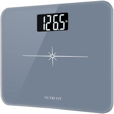 Ultra-Wide NUTRI FIT Bathroom Scale Digital High Accuracy Body Weight Scanner with Easy-to-Read Backlit LCD, 400 Pounds Ultimate Grey