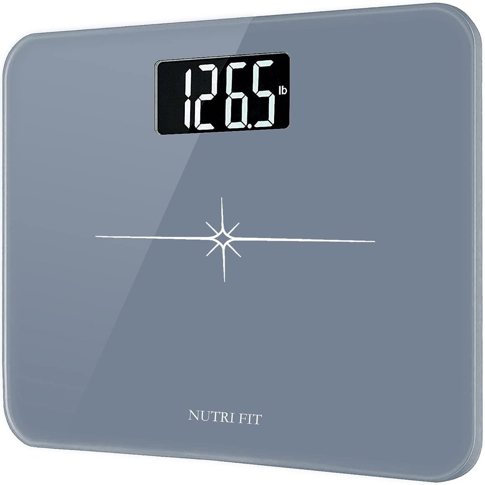 Ultra-Wide NUTRI FIT Bathroom Scale Digital High Accuracy Body Weight Scanner with Easy-to-Read Backlit LCD, 400 Pounds Ultimate Grey