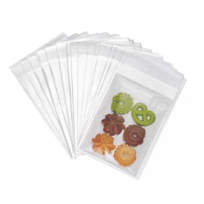 200ct Square Clear Cello Bags 5x5 Self Seal - 1.4 mils Thick Adhesive OPP Poly Bags for Jewelry Earrings Candies Bakery Candle Cookie Wedding 5'' x 5''