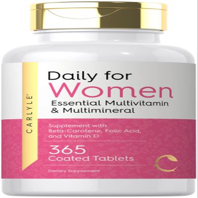 Carlyle Women's Daily Multivitamin and Multimineral Supplement | 365 Tablets | Beta-Carotene, Folic Acid and Vitamin D | Non-GMO, Gluten Free Pills