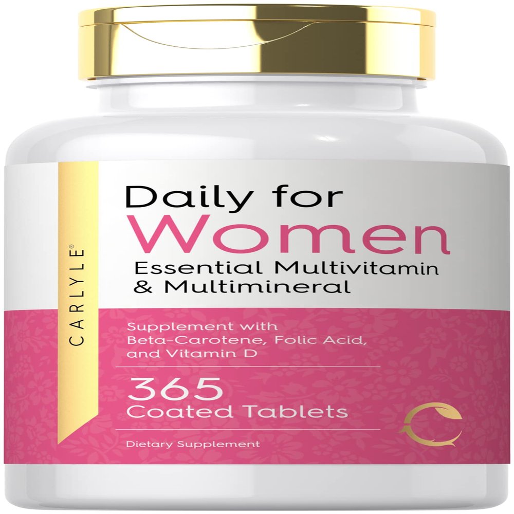 Carlyle Women's Daily Multivitamin and Multimineral Supplement | 365 Tablets | Beta-Carotene, Folic Acid and Vitamin D | Non-GMO, Gluten Free Pills