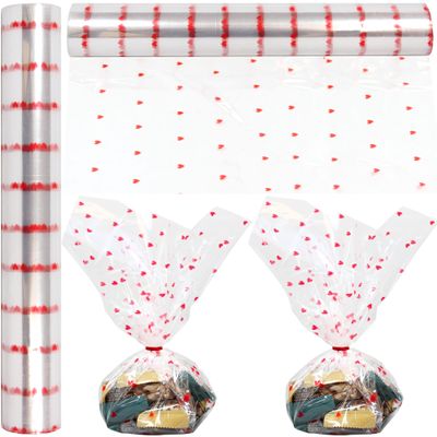 Cellophane Wrap Roll with Hearts | 100 Feet Long X 16 Inch Wide | 2.3 Mil Thick Crystal Clear Cello with Hearts | Gifts, Baskets, Flowers, Treats, Wrapping Paper| Love Design Cellophane Wrap for Birthdays, Holidays, Graduations |by Anapoliz