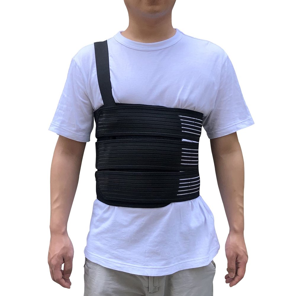 Rib Belt Chest Binder for Broken Injury Ribs, Elastic Rib Brace Compression Support to Reduce Rib Cage Pain, Fractured, Dislocated and Post-Surgery Ribs (S (25" to 33"))