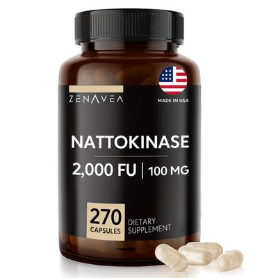 Zenavea - Nattokinase Supplement - 2000 FU of Enzyme - 270 Capsules of Nattokinase 100mg - Gluten Free, Non-GMO, Vegan