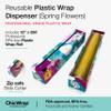 Chicwrap Spring Flowers Refillable Plastic Wrap Dispenser - One 12" x 250' Roll of Professional Grade Plastic Wrap - BPA Free and Kosher Certified - Reusable Dispenser w/Slide Cutter view 2