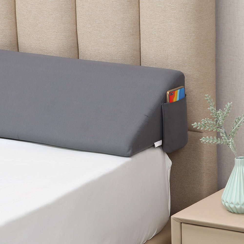 Vekkia Cal King Size Bed Wedge Pillow/Headboard Pillow Mattress Wedge Gap Filler,Close Gap (0-6") Between Headboard and Mattress Gray 72"x10"x6"