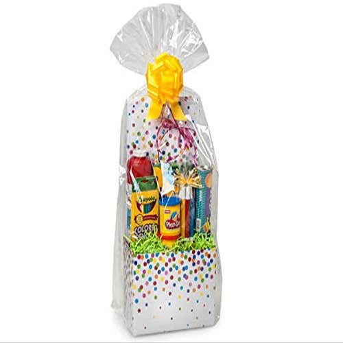 A1 Bakery Supplies Morepack Large Cello/Cellophane Bags,27 x 35 Inches Clear Basket Bags BOPP Plastic Cellophane Wrap for Gift Baskets Packaging 15 Pack