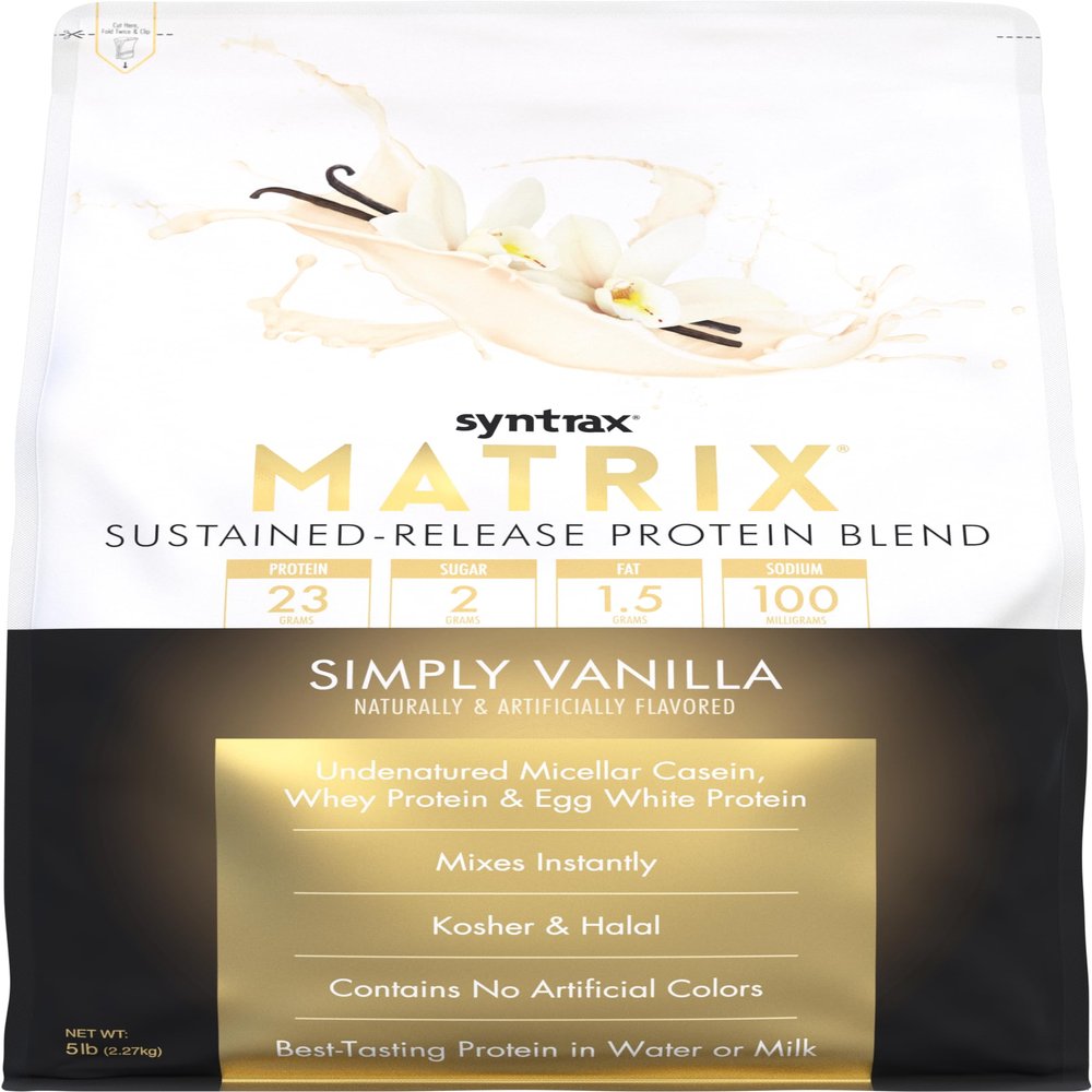 Syntrax Nutrition Matrix - Sustained-Release Protein Blend, Simply Vanilla 5 lbs. Real Vanilla Bean Specks
