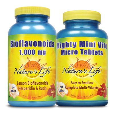 Nature's Life Lemon Bioflavonoids 1000mg & Mighty Mini Vite Bundle | Immune & Overall Health Support | 250ct, 240ct