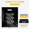 POPGIFTU Thank You Bags Bulk 100 Pack - 12"x15" Black & White Plastic Shopping Bags with Die Cut Handles, Thick Retail Merchandise Bag for Small Businesses, Boutiques, Gifts, Clothing view 2