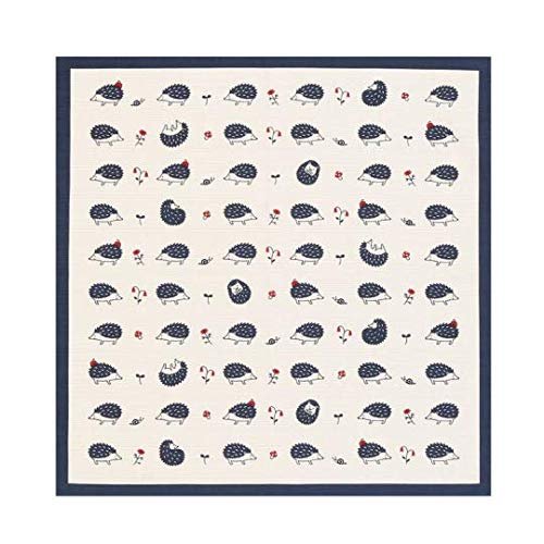 Japanese Furoshiki Cute Handkerchief & Bento wrapping Cotton Fabric Wrapping Cloth Handmade In Kyoto Gifts Souvenir (blue hedgehog, 50x50cm)