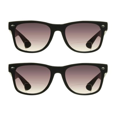 proSPORT 2 Pack Classic Horn Rim Retro 80s Bifocal Sunreaders UV400 Unisex Outdoors +100 to +400 with Microfiber Pouch