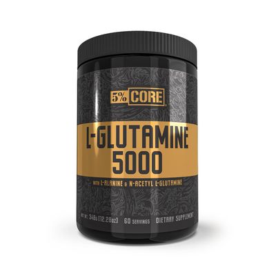 5% Nutrition Core L-Glutamine 5000 Supplement w/L-Alanine | Immune & Digestive Support | Amino Acid Muscle Builder Post Workout Recovery | Unflavored (60 Servings)
