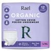Rael Disposable Underwear for Women, Organic Cotton Cover - Postpartum Essentials, Leak Locker, Unscented, Maximum Coverage (Size L-XL, 12 Count) view 1