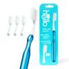 hello Manual Adult Toothbrush With Reusable Blue Modern Aluminum Handle & 4 Soft Replacement Heads, Bpa-free, 4 count view 1