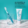 hello Manual Adult Toothbrush With Reusable Blue Modern Aluminum Handle & 4 Soft Replacement Heads, Bpa-free, 4 count view 3