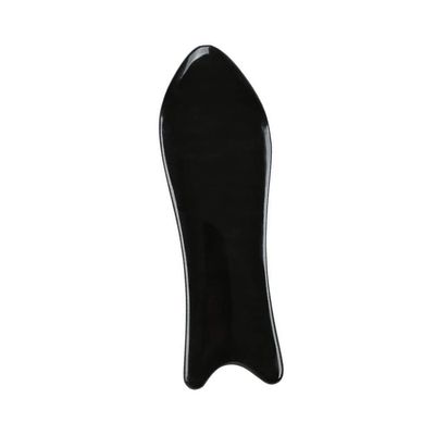 Healifty Hand Tools Hand Tools Buffalo Horn Guasha Board Fish Shaped Guasha Scraping for SPA Physical Muscle Knots Facial Caring Black Stainless Spatula Facial Massager