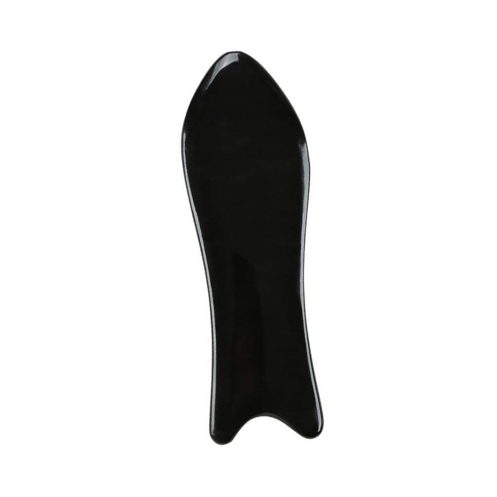 Healifty Hand Tools Hand Tools Buffalo Horn Guasha Board Fish Shaped Guasha Scraping for SPA Physical Muscle Knots Facial Caring Black Stainless Spatula Facial Massager