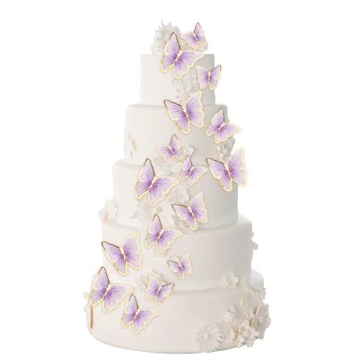 Set of 66 Pack Purple Gold Cupcake Toppers Mixed Size&Colour 3D Butterfly Cake Picks Decorations with Dot Glue and Support Stick for Girl Women Wedding Birthday Party Baby Shower Food Wall Decoration