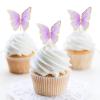 Set of 66 Pack Purple Gold Cupcake Toppers Mixed Size&Colour 3D Butterfly Cake Picks Decorations with Dot Glue and Support Stick for Girl Women Wedding Birthday Party Baby Shower Food Wall Decoration view 3