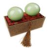 2 Inch Light Green Afghanistan Jade Baoding Balls Health Crystal Balls for Stress Relief, Exercise, and Hand Therapy, Chinese Natural Stone Handballs with Carry Pouch (Box-Packed) M10 view 1