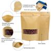 TYONMUJO 100pcs Kraft Bags with Window Zipper Lock Stand Up Bulk Pouches Resealable 6.28.6in view 4