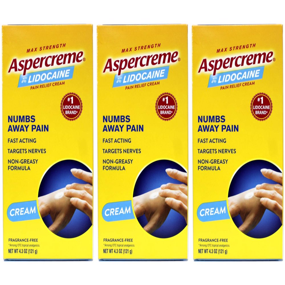Aspercreme with 4% Lidocaine Pain Relief Cream 4.3 oz Pack of 3