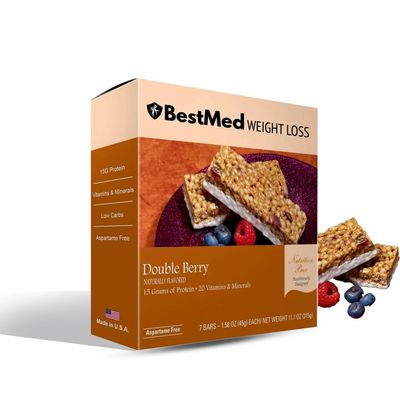 BestMed - High Protein Nutrition Bar - Low-Carb, 15g Protein, Low Sugar, High Fiber, Low Calorie, Meal Replacement Bar (Double Berry, 4 Box - 28 Count)