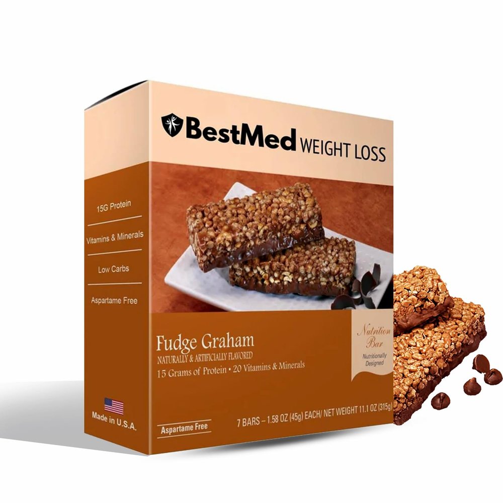 BestMed - High Protein Nutrition Bar - Low-Carb, 15g Protein, Low Sugar, Low Calorie, Meal Replacement Bar (Fudge Graham, 2 Box - 14 Count)