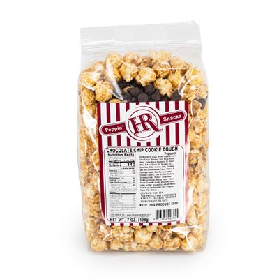 Chocolate Chip Cookie Dough Popcorn | Produced in Gibbon, Nebraska | Made in USA | 6 Pack | HR Poppin' Snacks