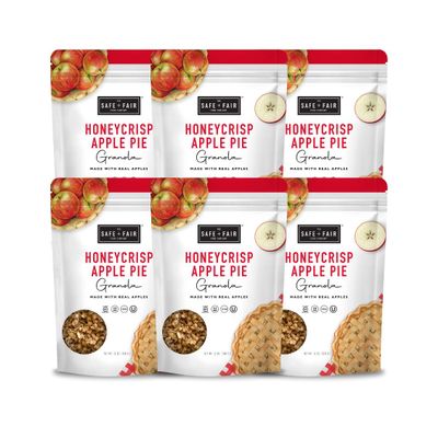 Safe + Fair Honeycrisp Apple Pie Granola  Gluten-Free, Vegan & Plant-Based Snack with Real Honeycrisp Apples, Whole Grains, Non-GMO, Kosher, No Preservatives - 12oz, 6 Pack