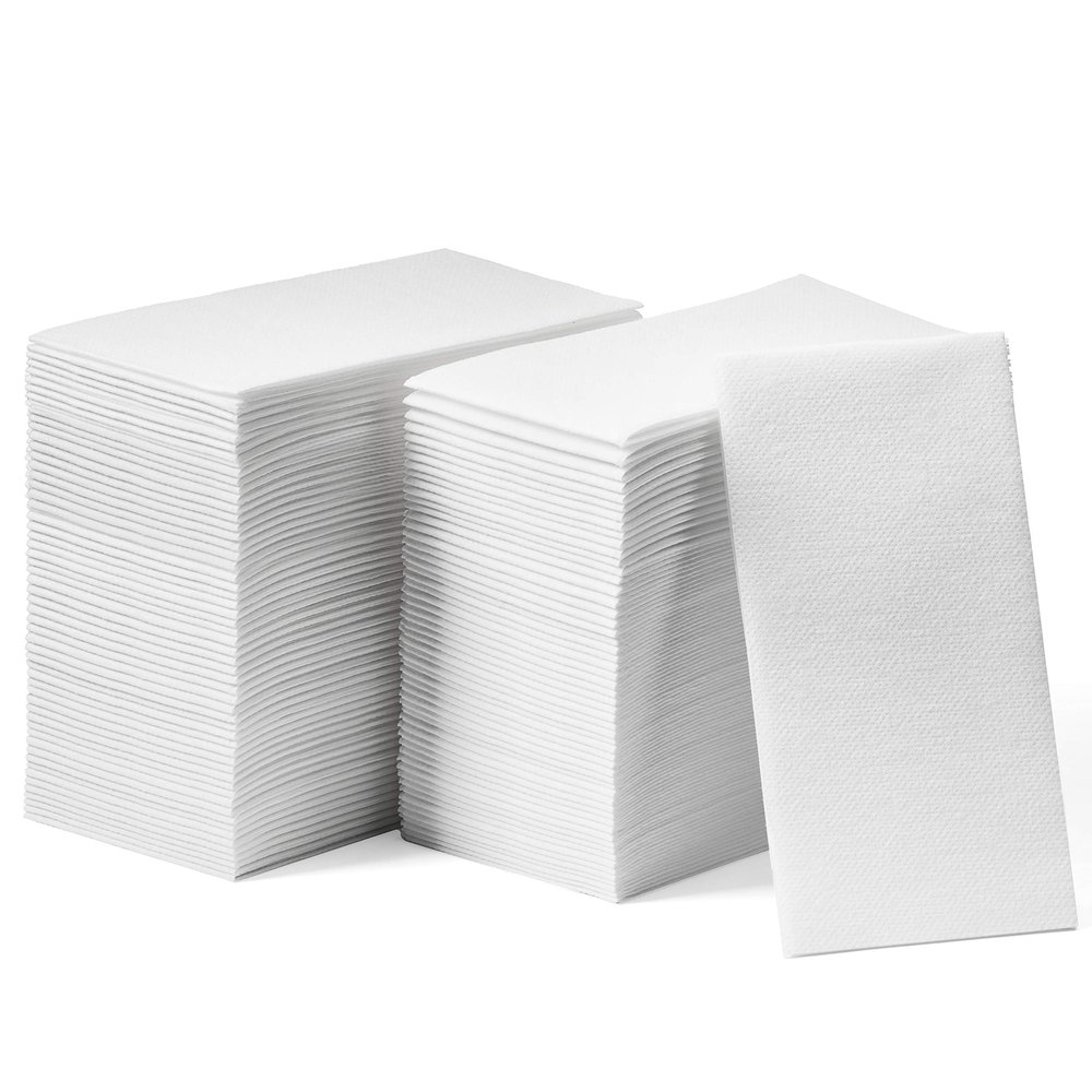 Lintext Disposable Linen-Feel Guest Towels [Pack of 300] - Disposable 8" x 17" Cloth-Like Hand Towels, Made In USA - Soft And Absorbent Paper Napkin For Kitchen, Bathroom, Party, Wedding, Or Event