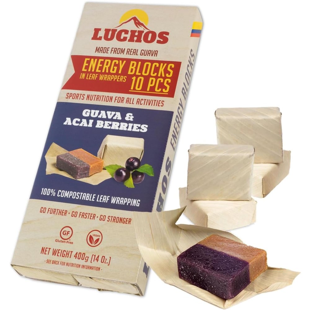 LUCHOS Energy Blocks - Guava & Acai Berry, 400 g | Colombian On-the-Go Sports Nutrition for Running, Cycling & Hiking | A Natural Alternative to Bars & Gels | Vegan, Gluten Free & Easy to Digest