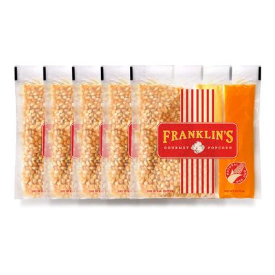 Franklins Gourmet Popcorn All-In-One Popcorn Packs for Popcorn Machine - 8oz Pack of 10 - Made in USA - Packs of Corn Kernels with Buttery Salt & Oil
