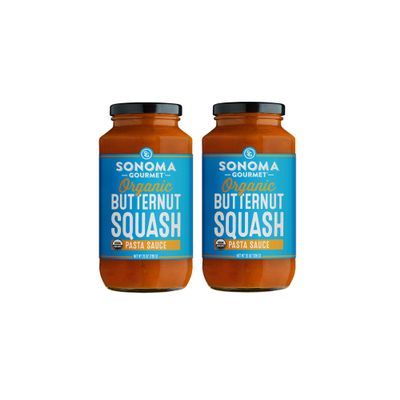 Sonoma Gourmet Organic Butternut Squash Pasta Sauce | USDA Organic, Vegan, Non-GMO, No Sugar Added | 25 Ounce Jars (Pack of 2)