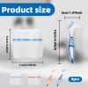 Denture Cleaner Box and Brush Set - 2 Pack Denture Bath Case with Basket + 2 Pack Denture Brush, Portable Denture Retainer Storage Box, False Teeth Brushes for Oral Care (Blue and Red) view 2
