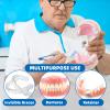 Denture Cleaner Box and Brush Set - 2 Pack Denture Bath Case with Basket + 2 Pack Denture Brush, Portable Denture Retainer Storage Box, False Teeth Brushes for Oral Care (Blue and Red) view 3