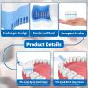 Denture Cleaner Box and Brush Set - 2 Pack Denture Bath Case with Basket + 2 Pack Denture Brush, Portable Denture Retainer Storage Box, False Teeth Brushes for Oral Care (Blue and Red) view 4