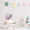 Dalaber 60 & Fabulous Cake Topper, Happy 60th Birthday Party Decoration Supplies Photo Booth Props, 60 & Fabulous Lady Cake Decor - Purple Glitter view 4