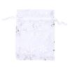 100 PCS Wedding Gift Bags Drawstring Jewelry Bags Silver White Snowflakes Sheer Favor Bags view 1