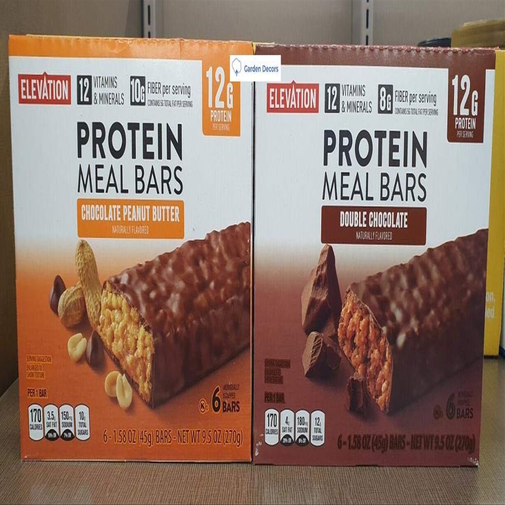 Elevation Protein Meal Bars Chocolate Peanut Butter and Double Chocolate 9.5oz 270g (Two Boxes)