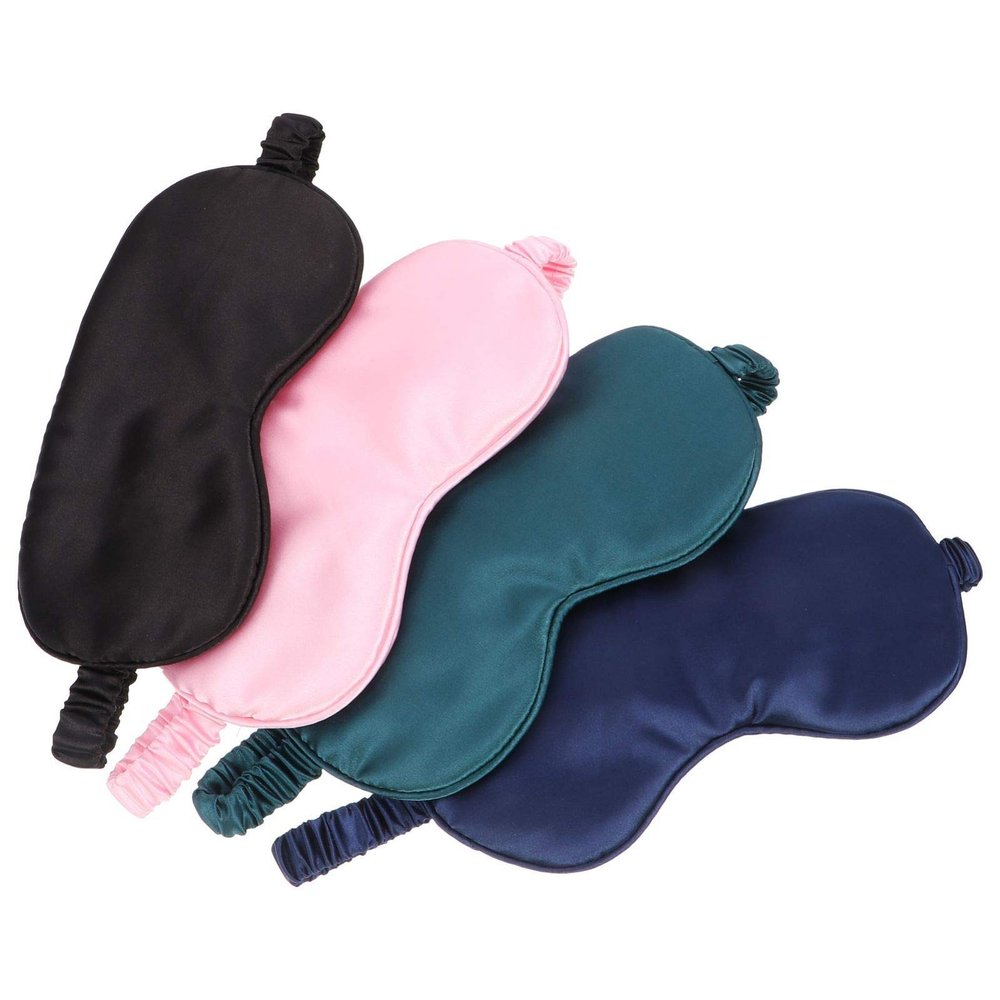 4pcs Elegant Silk Sleep Masks Eye Cover for Sleep Soft and Comfortable for Travel Naps and Relaxation