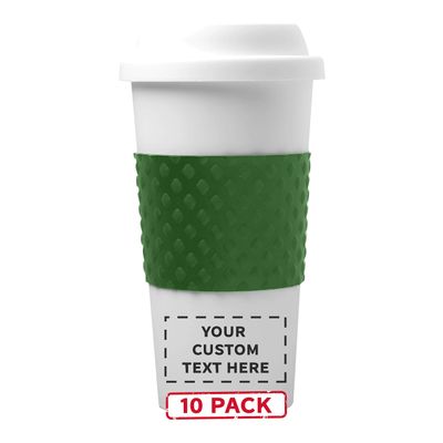 Personalized 18 oz. Double Wall Plastic Tumblers - 10 Pack - Custom Text, Logo - Green