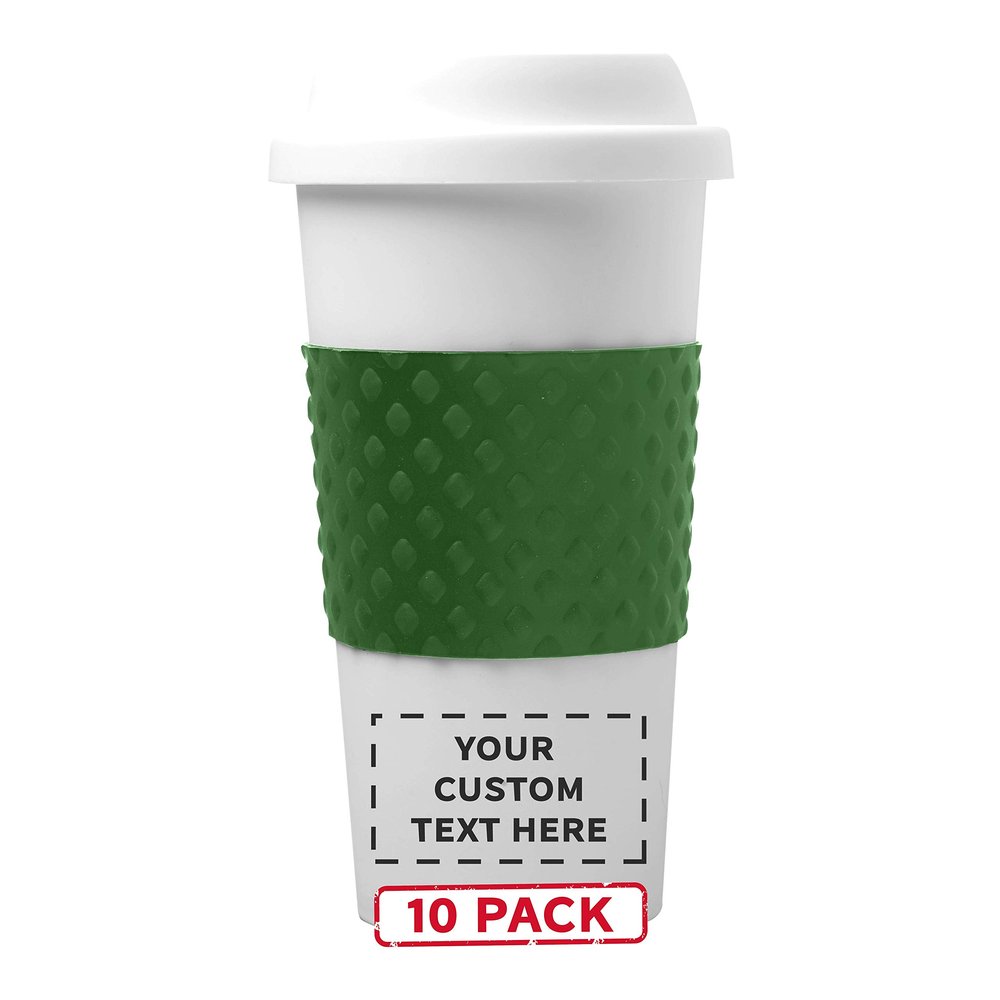 Personalized 18 oz. Double Wall Plastic Tumblers - 10 Pack - Custom Text, Logo - Green
