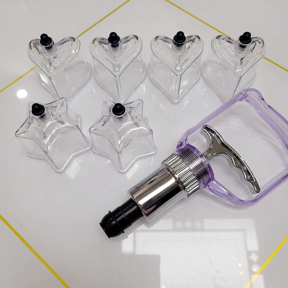 6 Pcs Star and Love Heart Shape Plastic Cupping Hijama Cups of Cupping Set Plastic PC Vacuum Cupping Suction Cupping